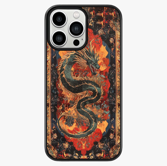 Inferno Dragon Soul Glass Case showing full back design in clean flat view with glossy glass finish.