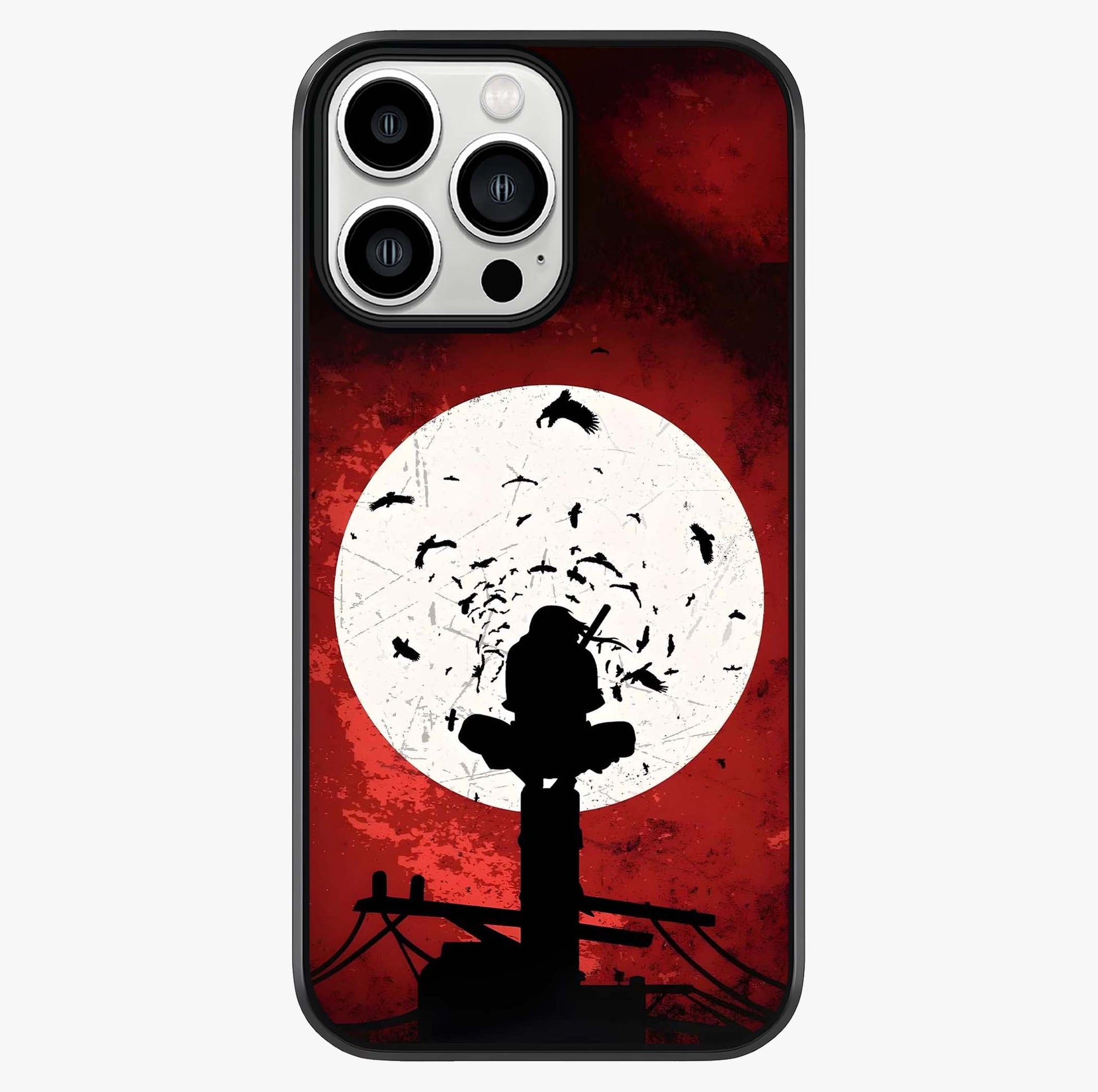 Itachi Limited Edition Naruto Anime Glass Case showing full back design in clean flat view with glossy glass finish.