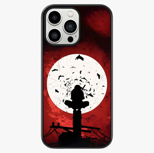 Itachi Limited Edition Naruto Anime Glass Case showing full back design in clean flat view with glossy glass finish.