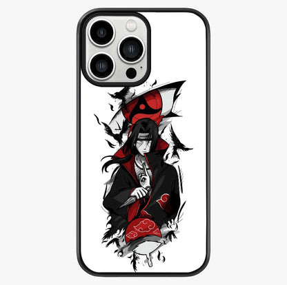 Itachi Sharingan Glass Case showing full back design in clean flat view with glossy glass finish.