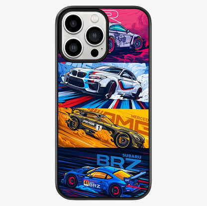 Jdm Sports Car Glass Case showing full back design in clean flat view with glossy glass finish.