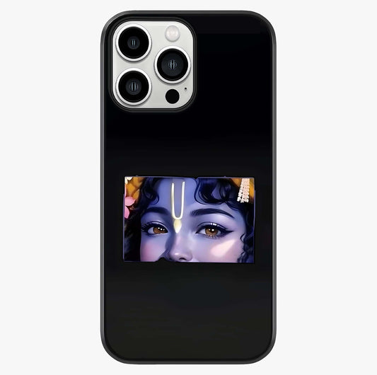 Krishna Divine Embrace Glass Case showing full back design in clean flat view with glossy glass finish.