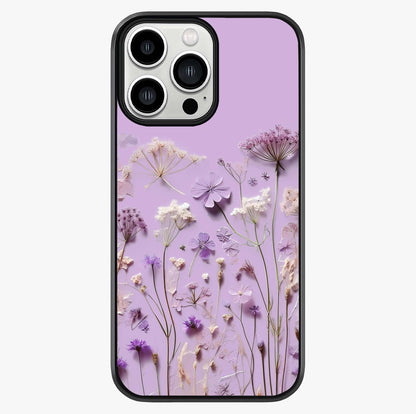 Lavender Blossom Dream Glass Case showing full back design in clean flat view with glossy glass finish.