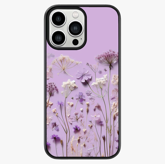Lavender Blossom Dream Glass Case showing full back design in clean flat view with glossy glass finish.