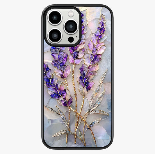Lavender Dream Glow Glass Case showing full back design in clean flat view with glossy glass finish.
