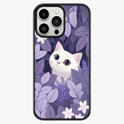 Lilac Hide Peek Cat Glass Case showing full back design in clean flat view with glossy glass finish.