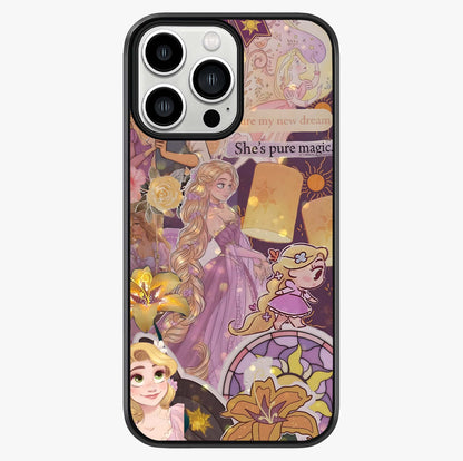 Magical Tangled Dream Glass Case showing full back design in clean flat view with glossy glass finish.
