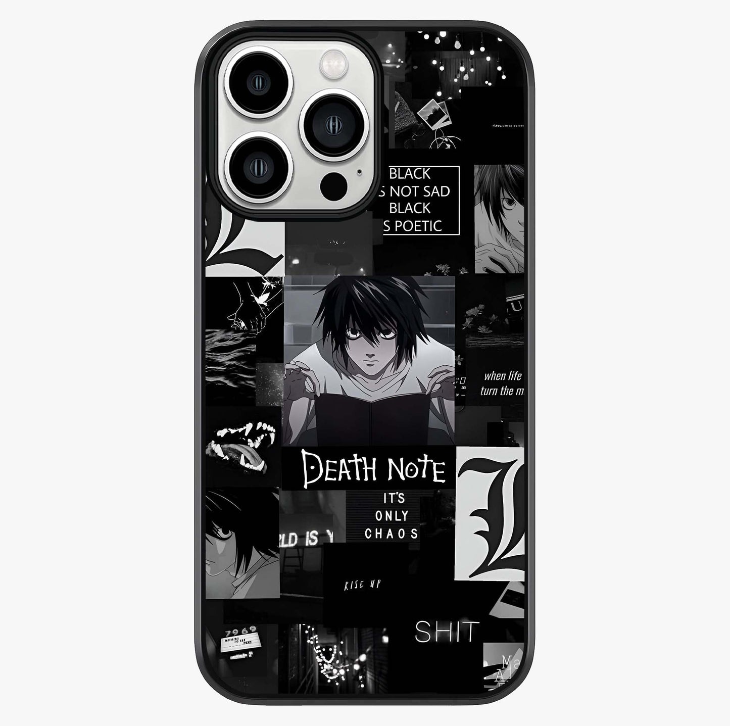 Midnight Chaos Mind Glass Case showing full back design in clean flat view with glossy glass finish.