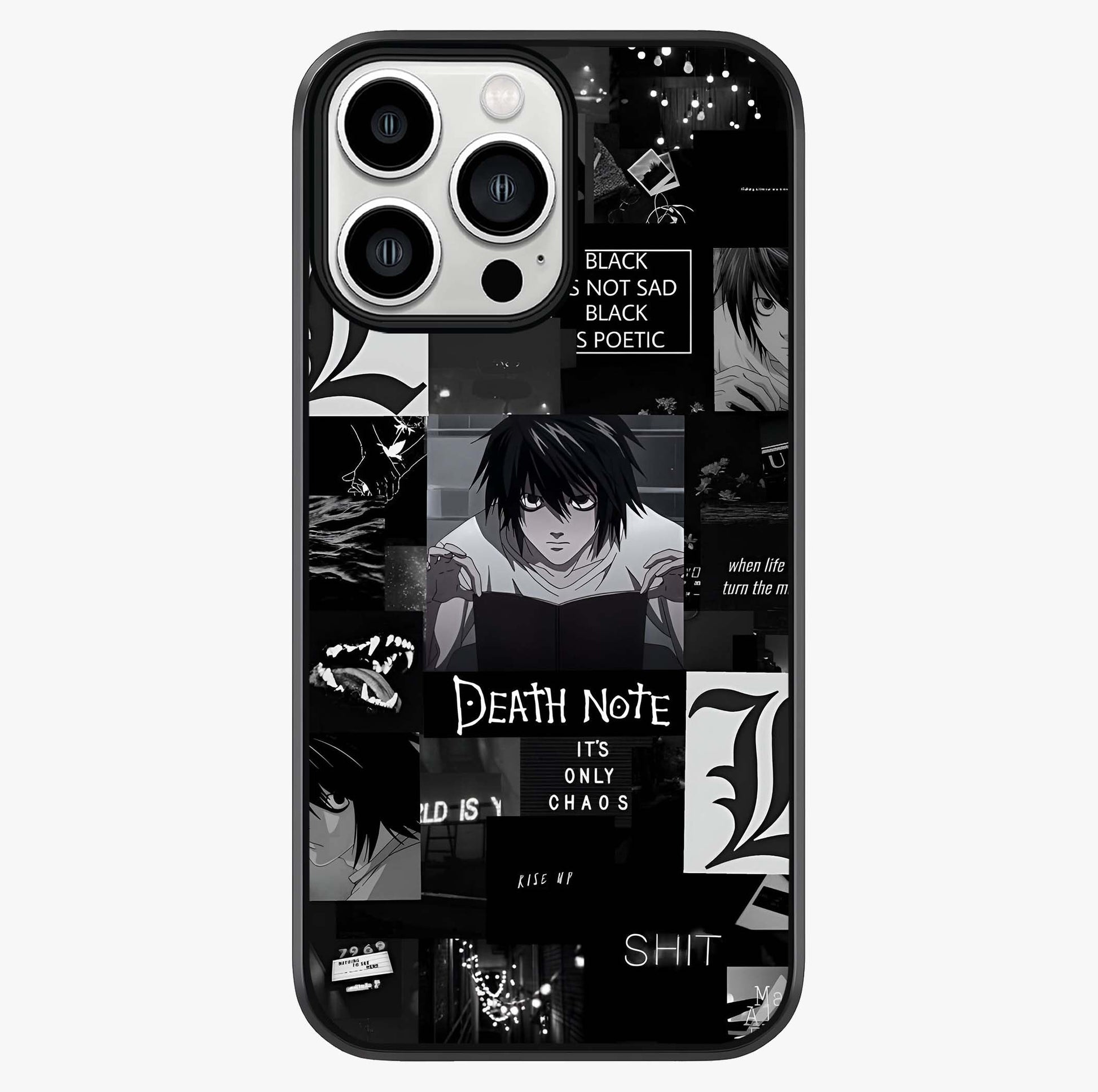 Midnight Chaos Mind Glass Case showing full back design in clean flat view with glossy glass finish.