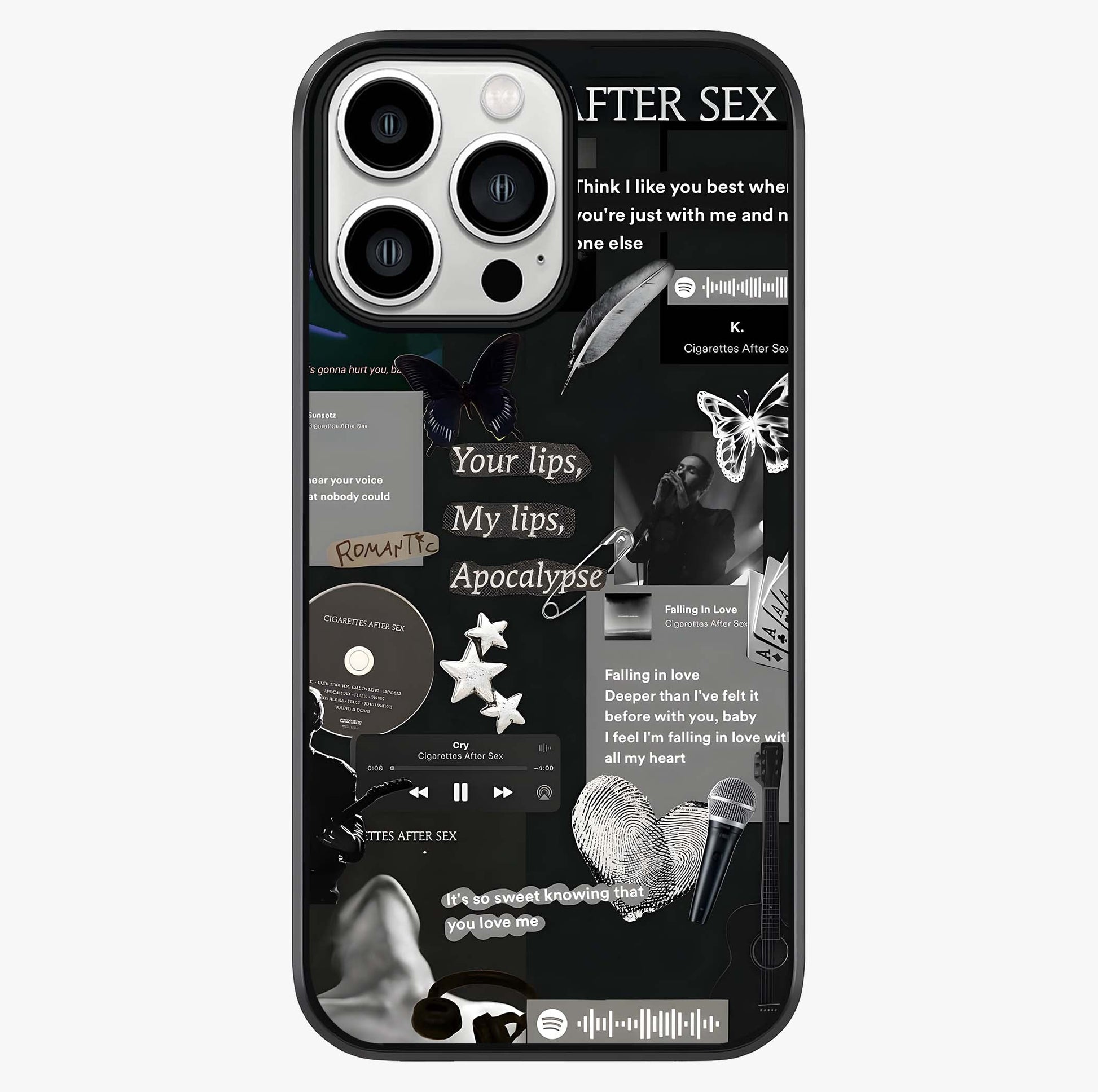 Midnight Love Echo Glass Case showing full back design in clean flat view with glossy glass finish.