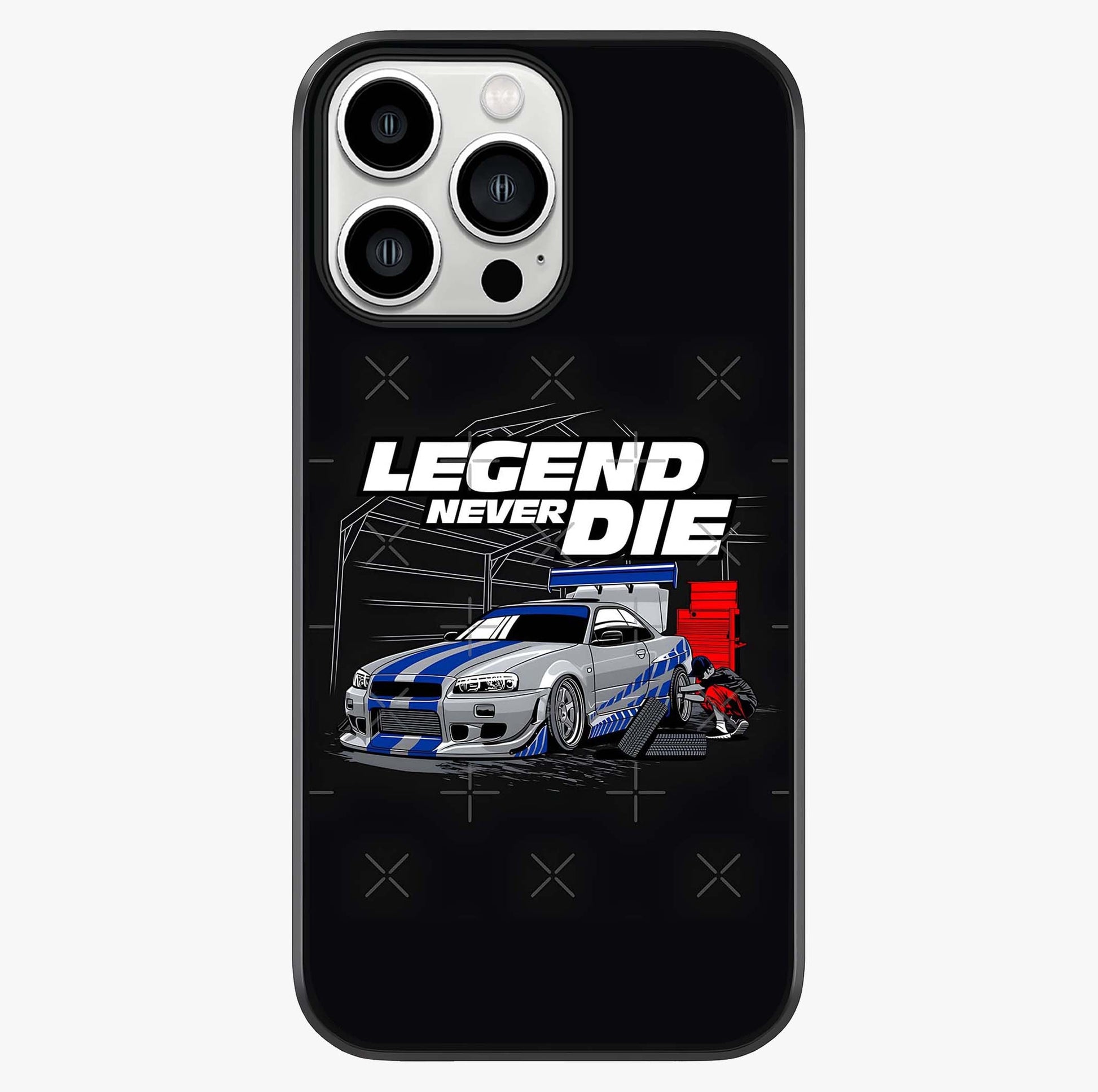 Midnight Racing Legacy Glass Case showing full back design in clean flat view with glossy glass finish.