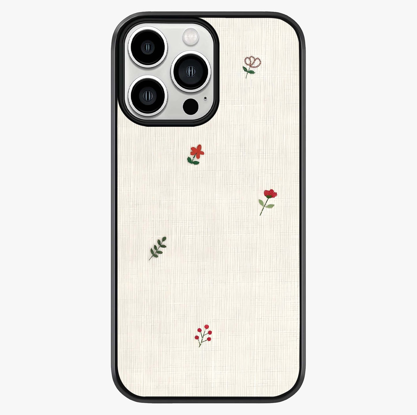 Minimal Petal Whispers Glass Case showing full back design in clean flat view with glossy glass finish.