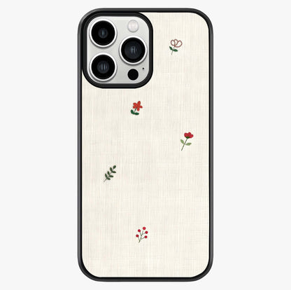 Minimal Petal Whispers Glass Case showing full back design in clean flat view with glossy glass finish.