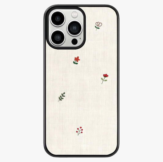 Minimal Petal Whispers Glass Case showing full back design in clean flat view with glossy glass finish.
