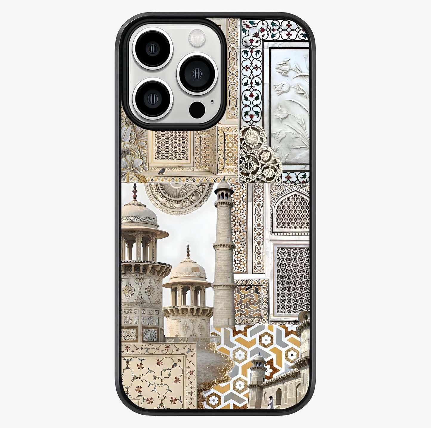 Mughal Marble Legacy Glass Case showing full back design in clean flat view with glossy glass finish.