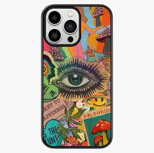 Mystic Eye Wonderland Glass Case showing full back design in clean flat view with glossy glass finish.