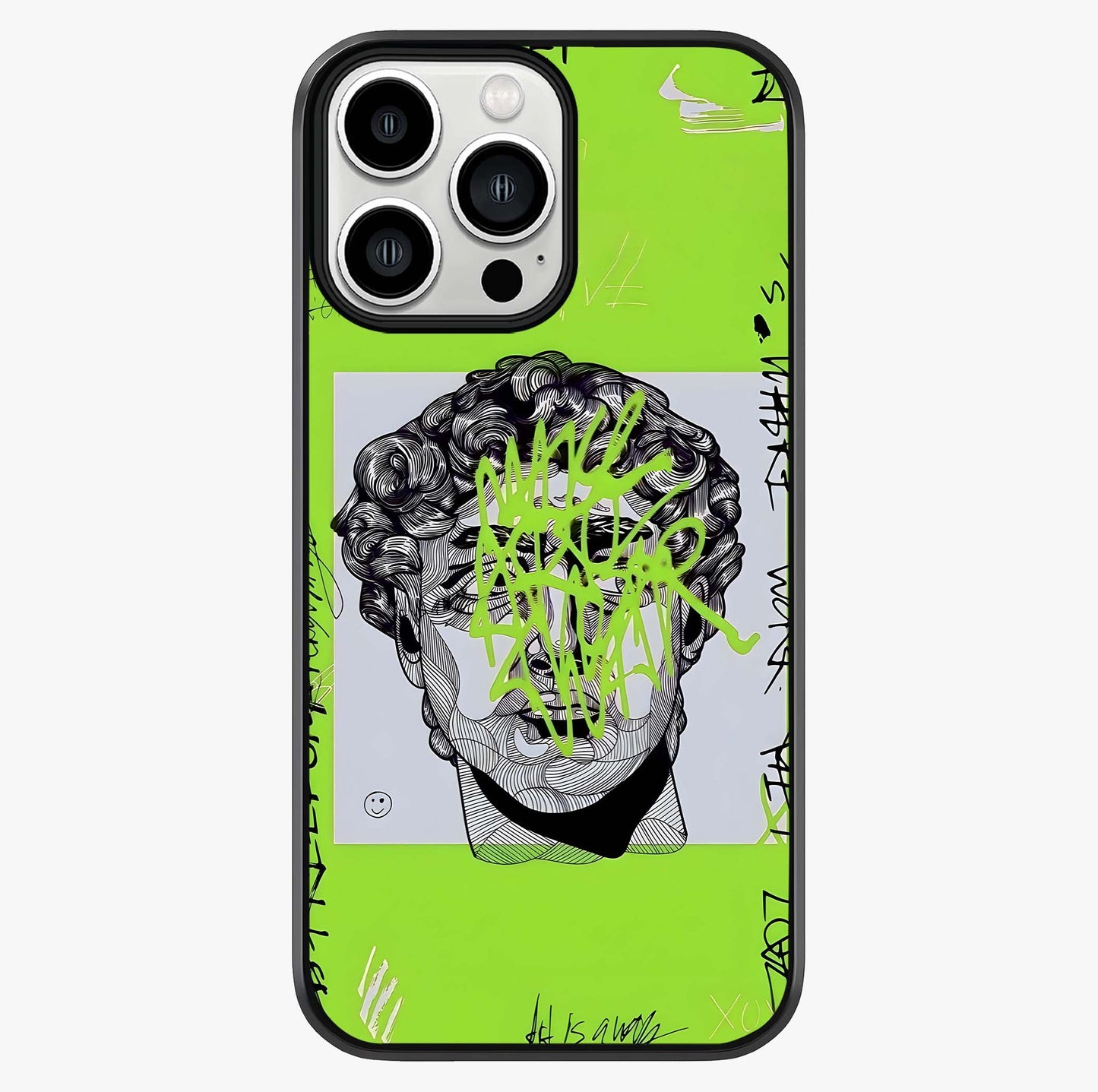 Neo Graffiti Rebellion Glass Case showing full back design in clean flat view with glossy glass finish.