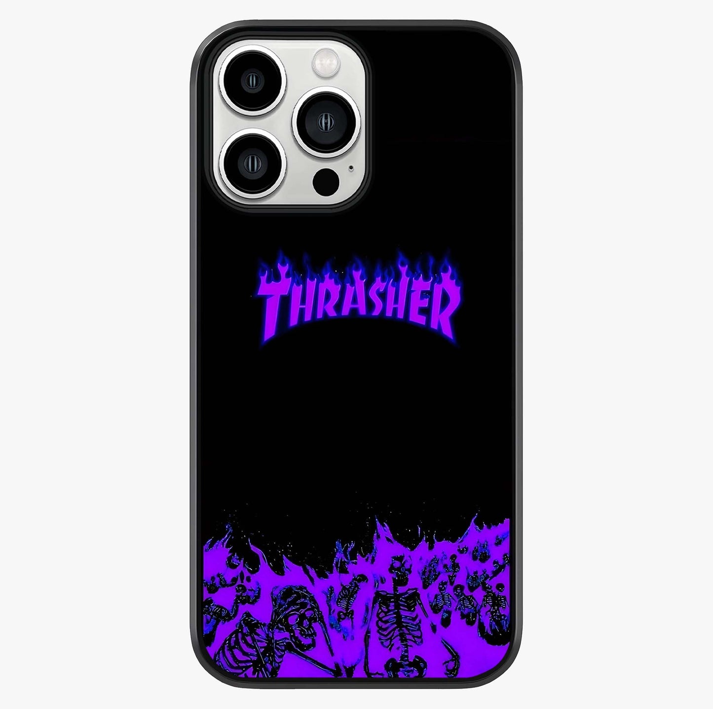 Neon Flame Riot Glass Case showing full back design in clean flat view with glossy glass finish.