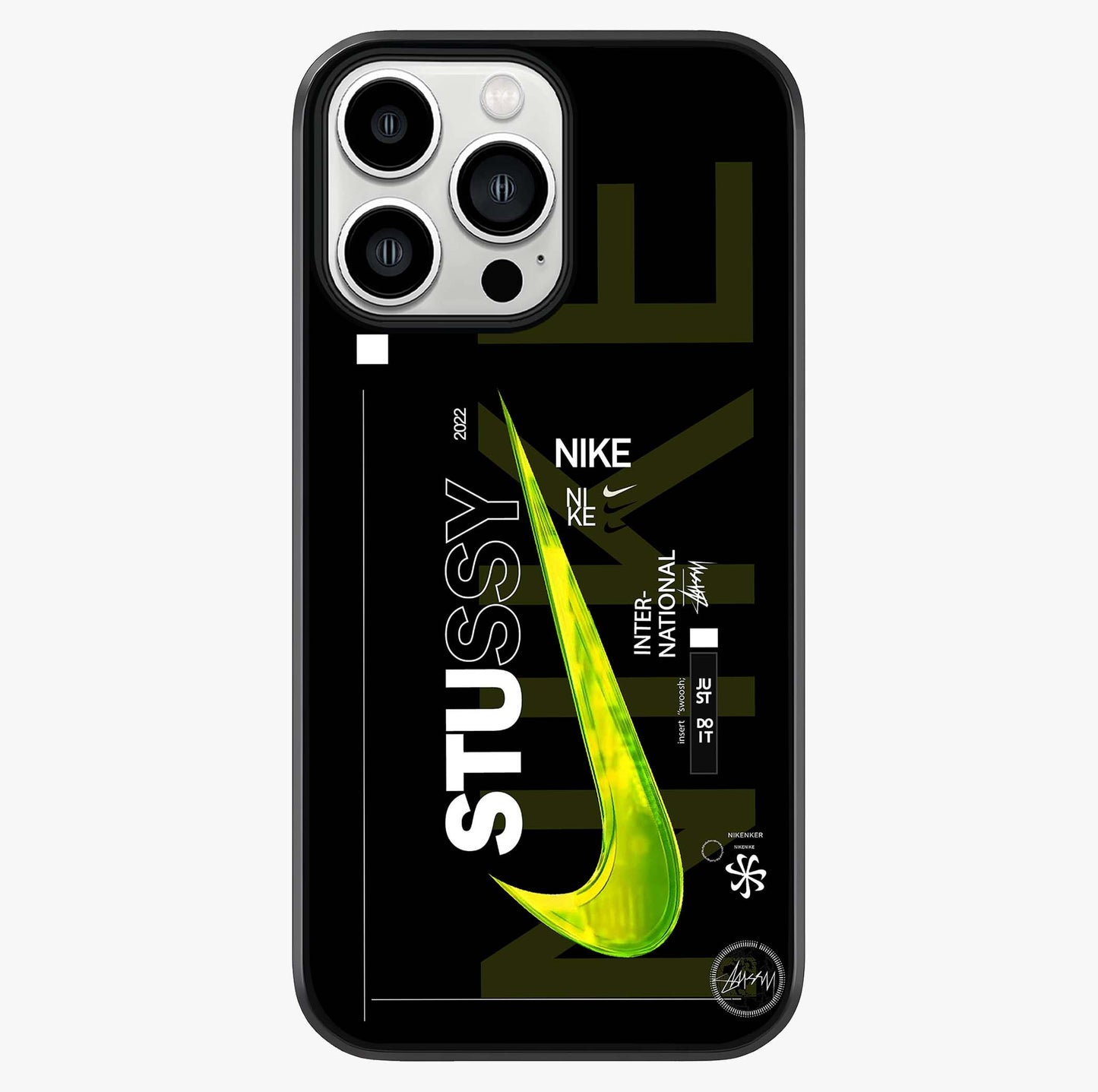 Neon Street Edition Glass Case showing full back design in clean flat view with glossy glass finish.