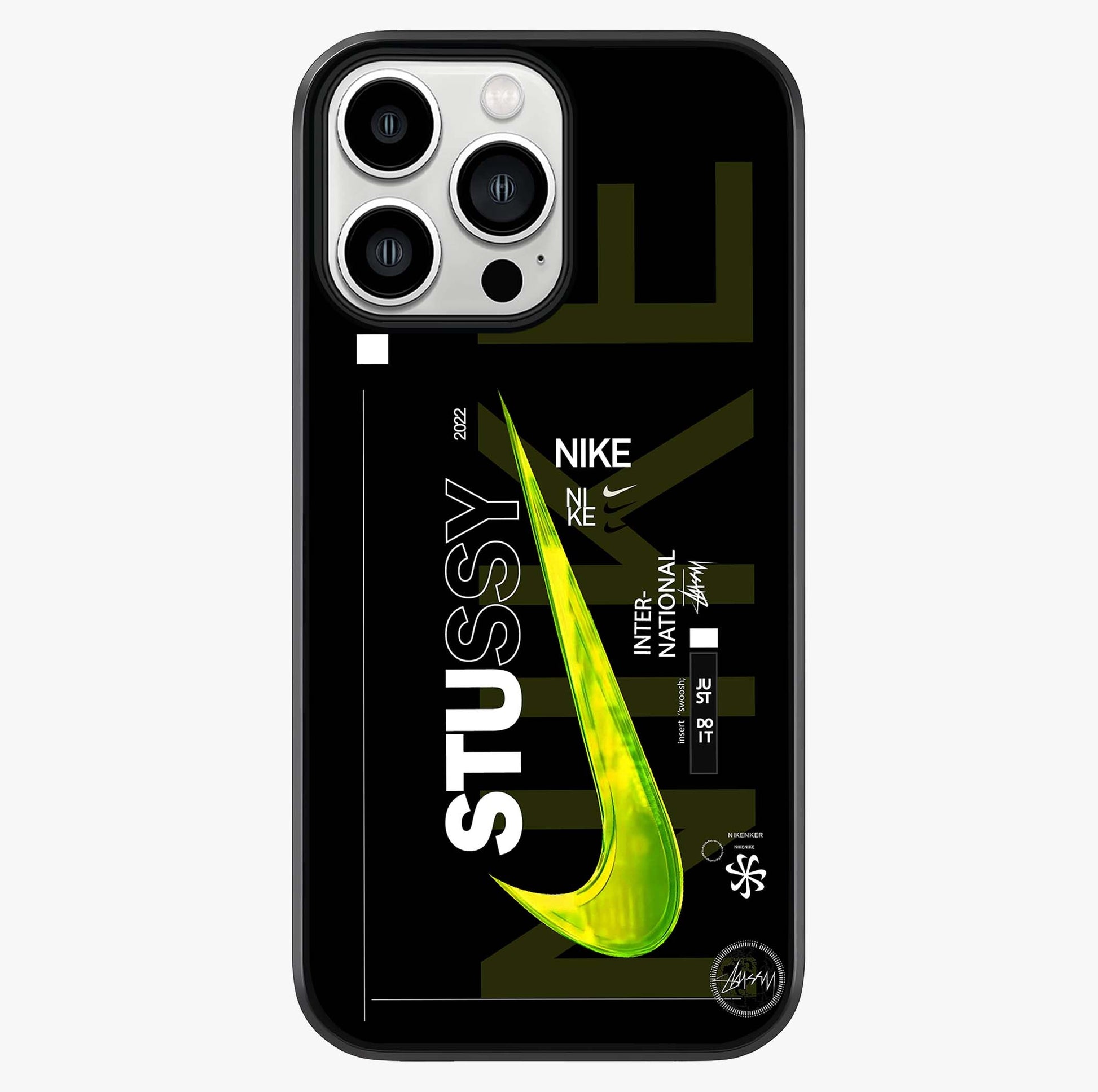Neon Street Edition Glass Case showing full back design in clean flat view with glossy glass finish.