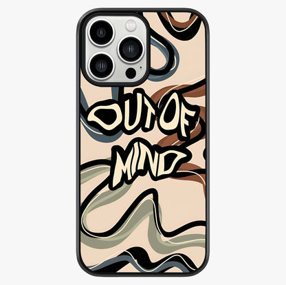 Out Of Mind Glass Case showing full back design in clean flat view with glossy glass finish.