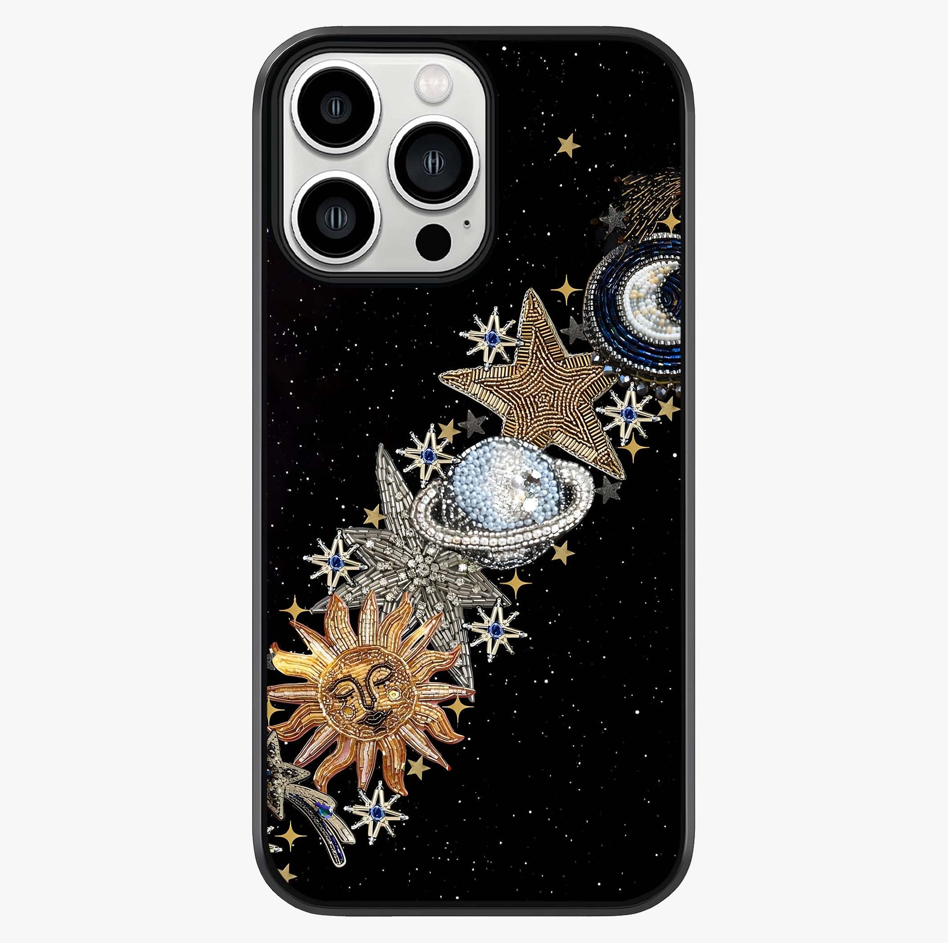 Pearls Universe Object Glass Case showing full back design in clean flat view with glossy glass finish.