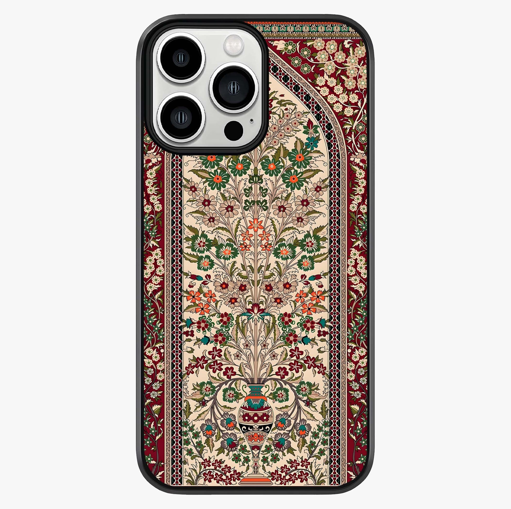 Persian Inspired Glass Case showing full back design in clean flat view with glossy glass finish.