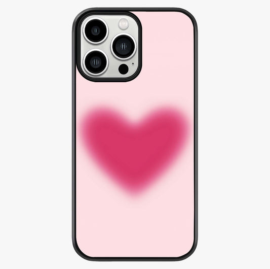 Pink Aura Heart Glass Case showing full back design in clean flat view with glossy glass finish.