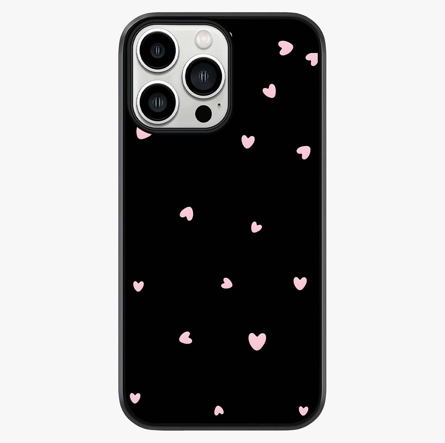 Pink Love Drops Glass Case showing full back design in clean flat view with glossy glass finish.