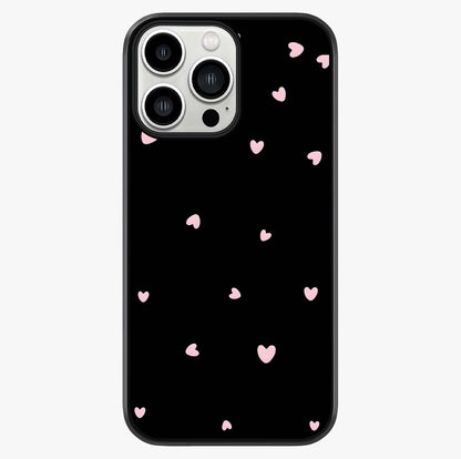 Pink Love Drops Glass Case showing full back design in clean flat view with glossy glass finish.