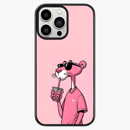 Pink Panther Glass Case showing full back design in clean flat view with glossy glass finish.