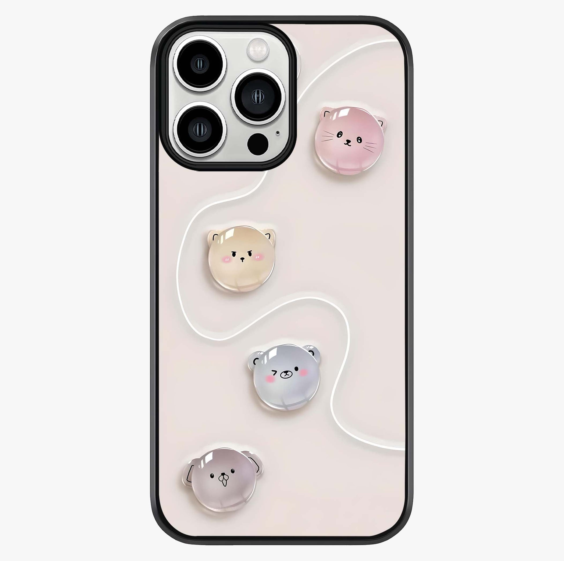 Puffy Face Parade Glass Case showing full back design in clean flat view with glossy glass finish.