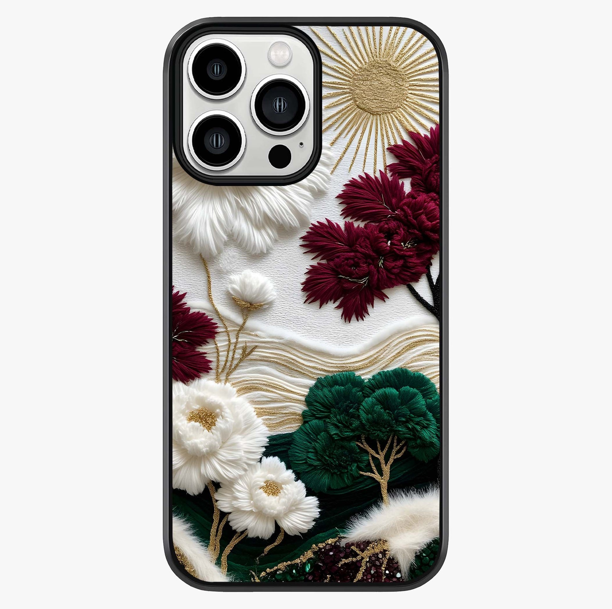 Radiant Bloom Elegance Glass Case showing full back design in clean flat view with glossy glass finish.