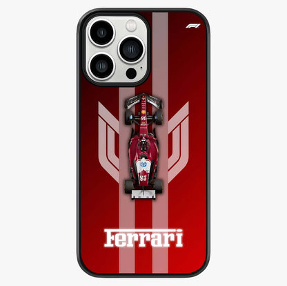 Red Ferrari F1 Vertical Glass Case showing full back design in clean flat view with glossy glass finish.