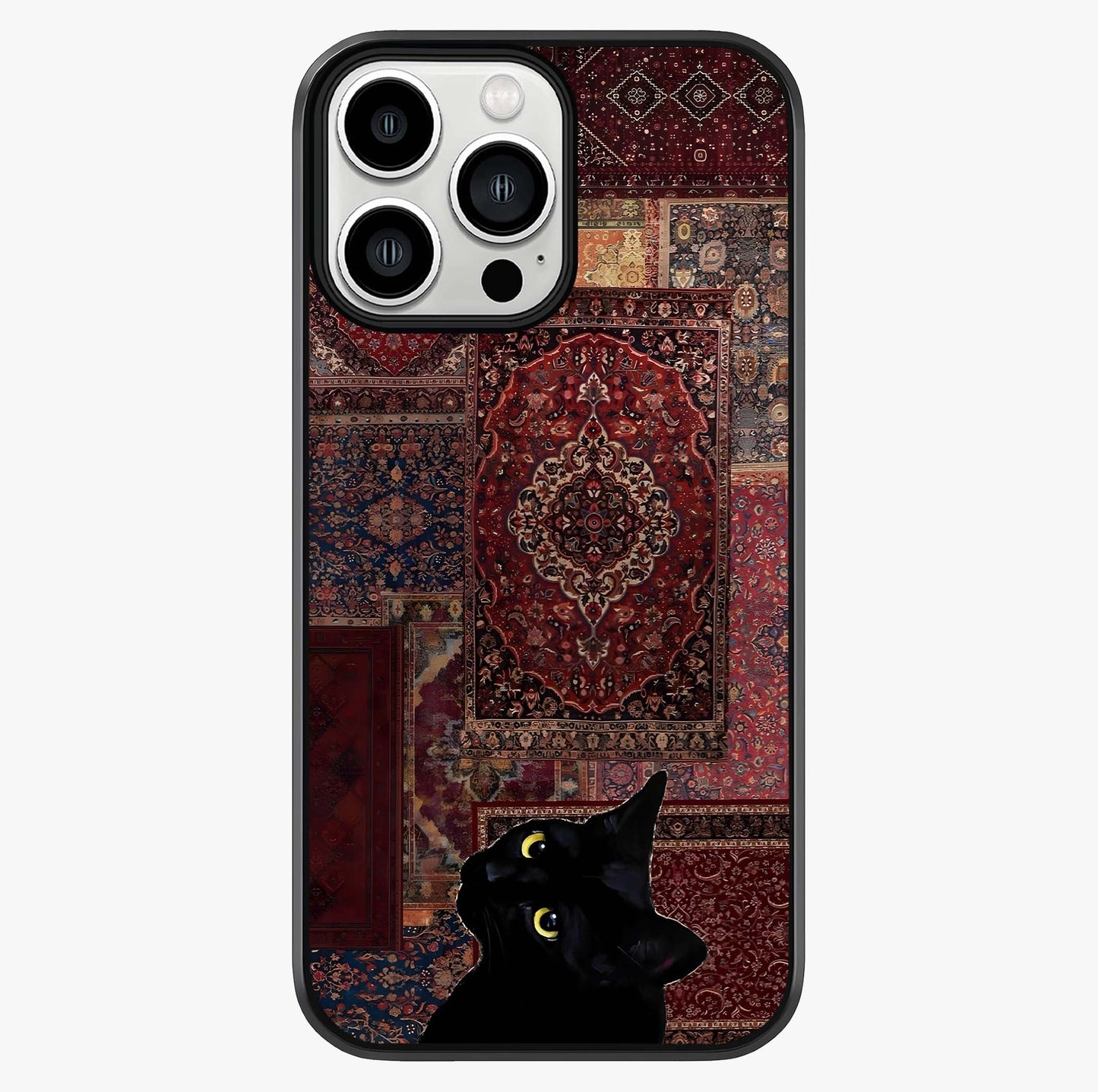 Regal Magic Cat Apple Glass Case showing full back design in clean flat view with glossy glass finish.