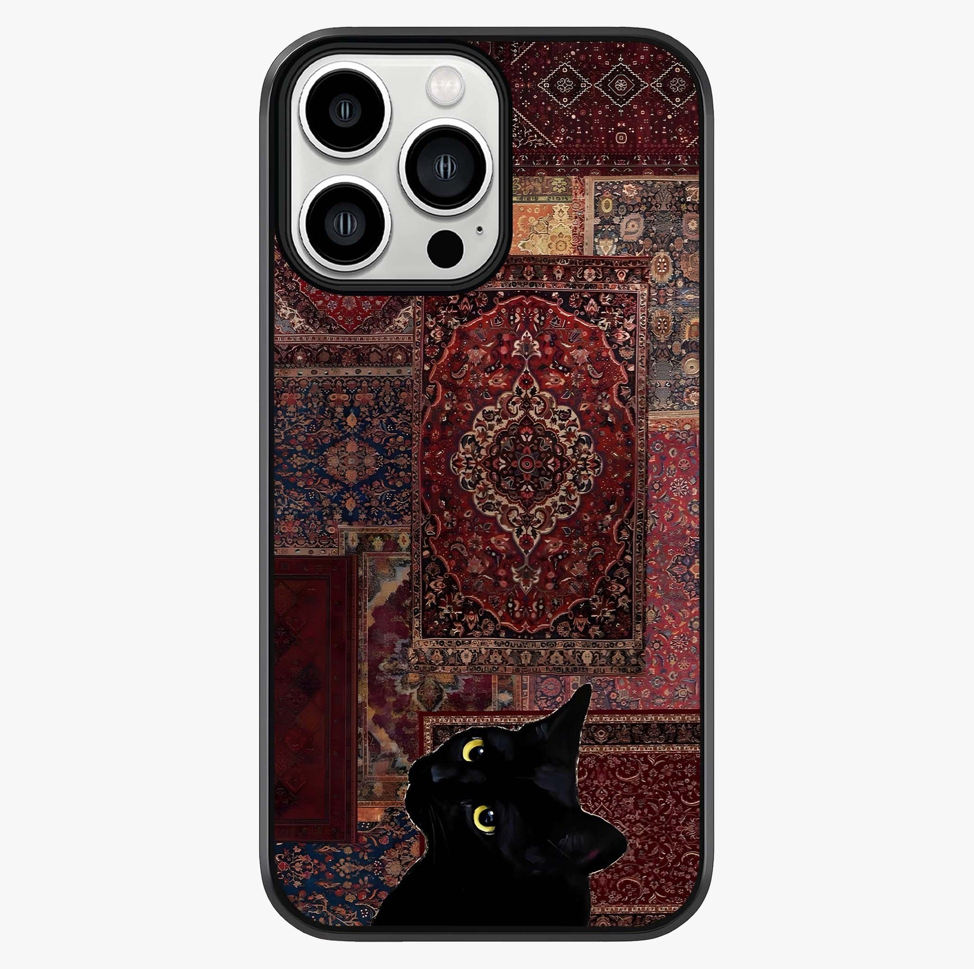 Regal Magic Cat Apple Glass Case showing full back design in clean flat view with glossy glass finish.