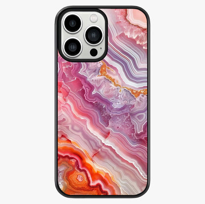 Rose Quartz Marble Glass Case showing full back design in clean flat view with glossy glass finish.