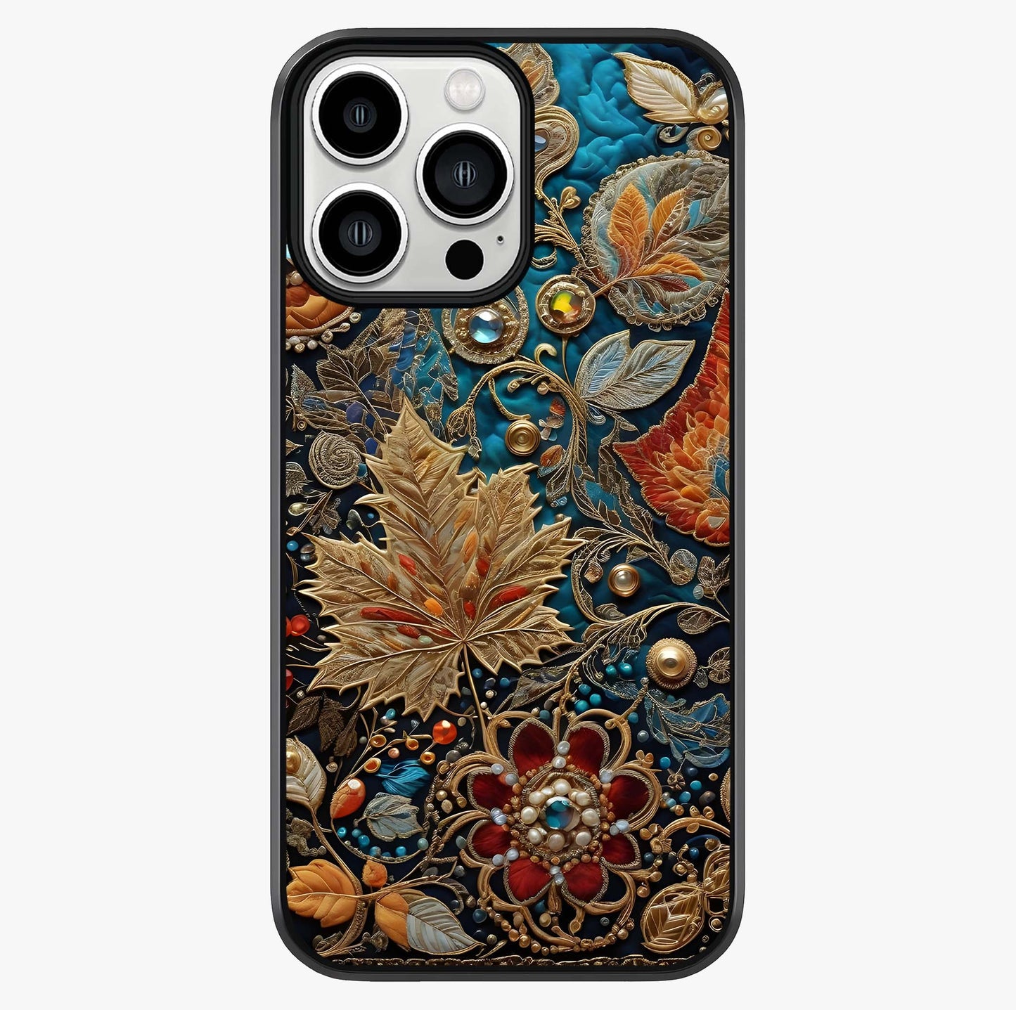 Royal Jewel Garden Glass Case showing full back design in clean flat view with glossy glass finish.