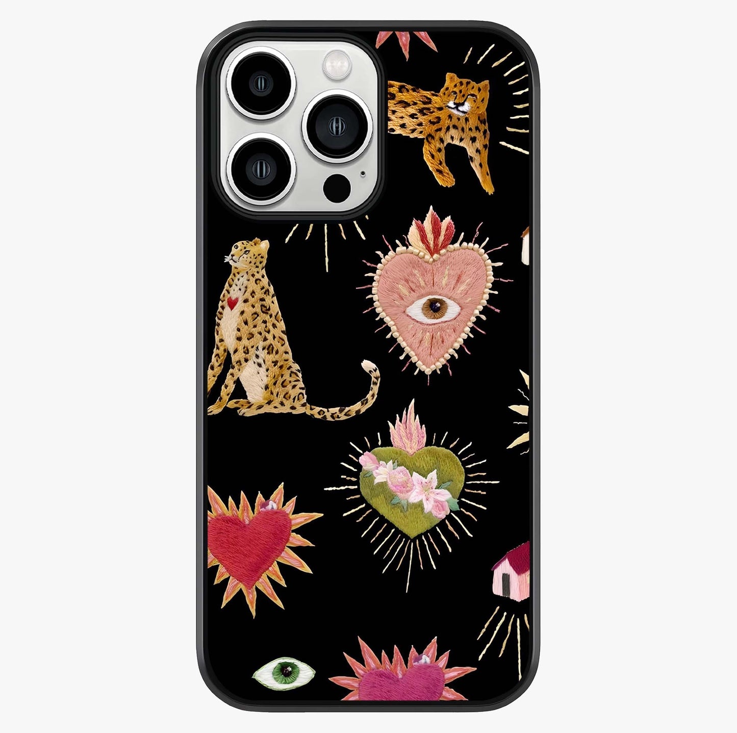 Sacred Jungle Heart Glass Case showing full back design in clean flat view with glossy glass finish.