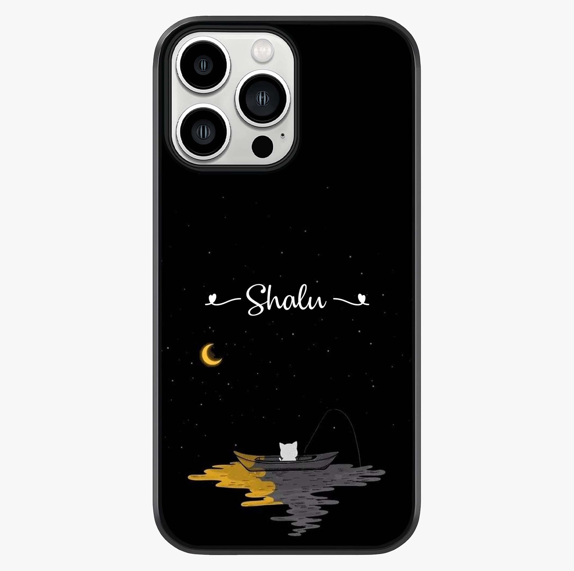 Silent Night Row Glass Case showing full back design in clean flat view with glossy glass finish.
