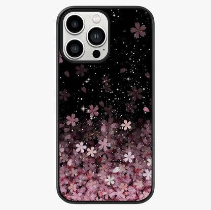 Small Starry Flowers Glass Case showing full back design in clean flat view with glossy glass finish.