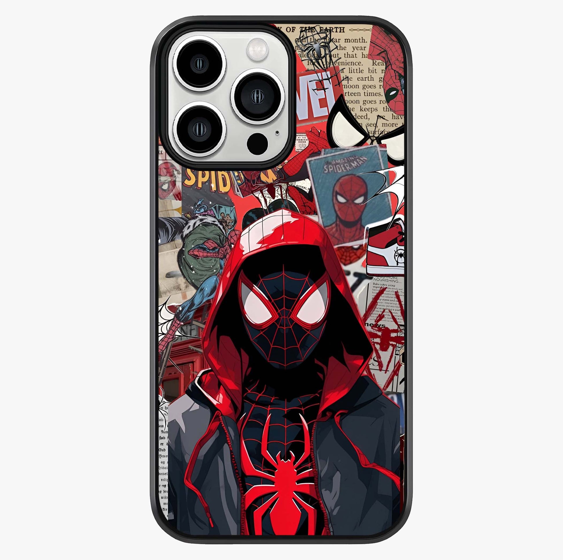 Spider Collage Street Glass Case showing full back design in clean flat view with glossy glass finish.