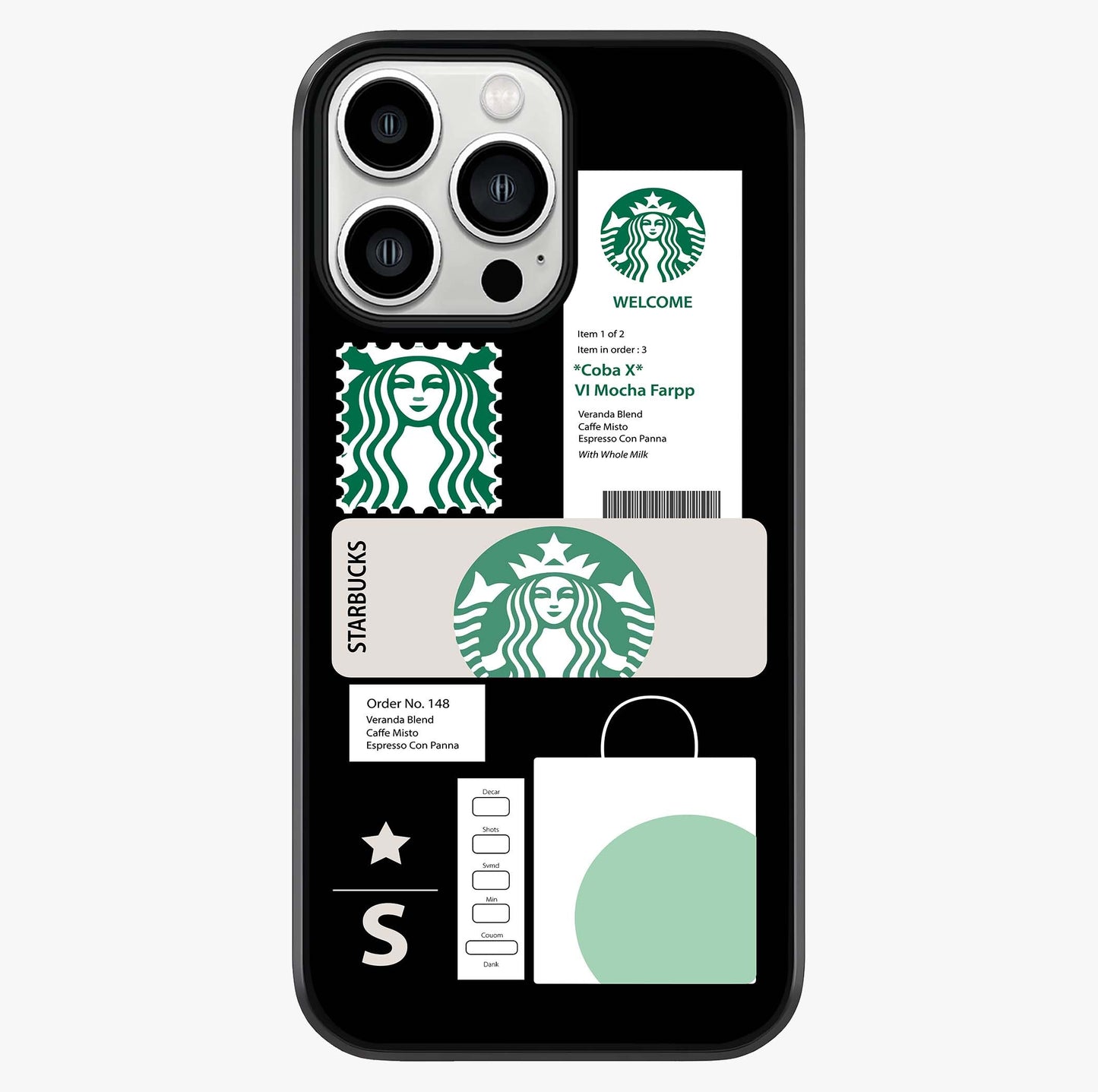 Starbucks Mocha Glass Case showing full back design in clean flat view with glossy glass finish.
