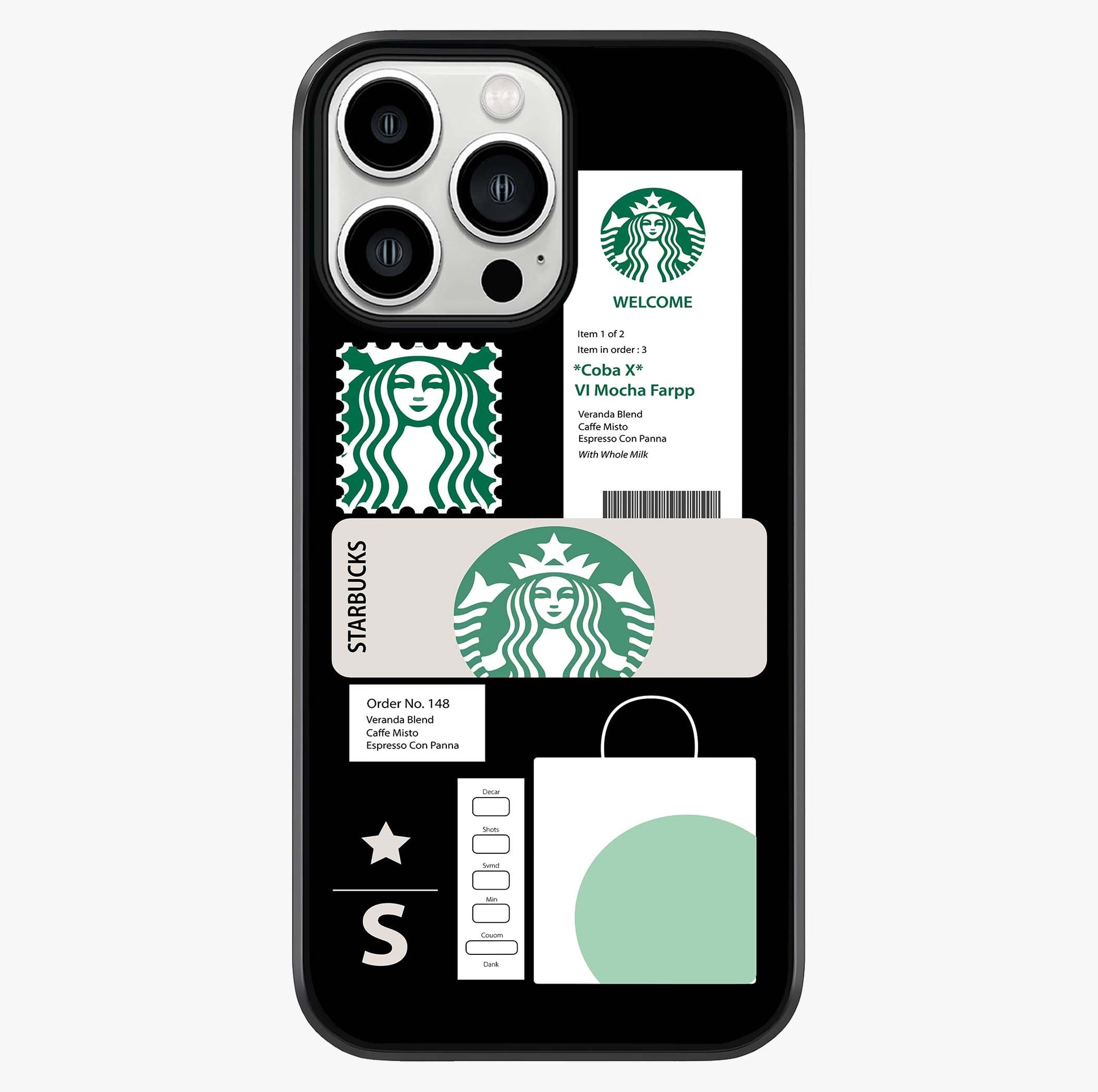 Starbucks Mocha Glass Case showing full back design in clean flat view with glossy glass finish.