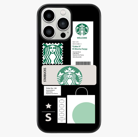 Starbucks Mocha Glass Case showing full back design in clean flat view with glossy glass finish.