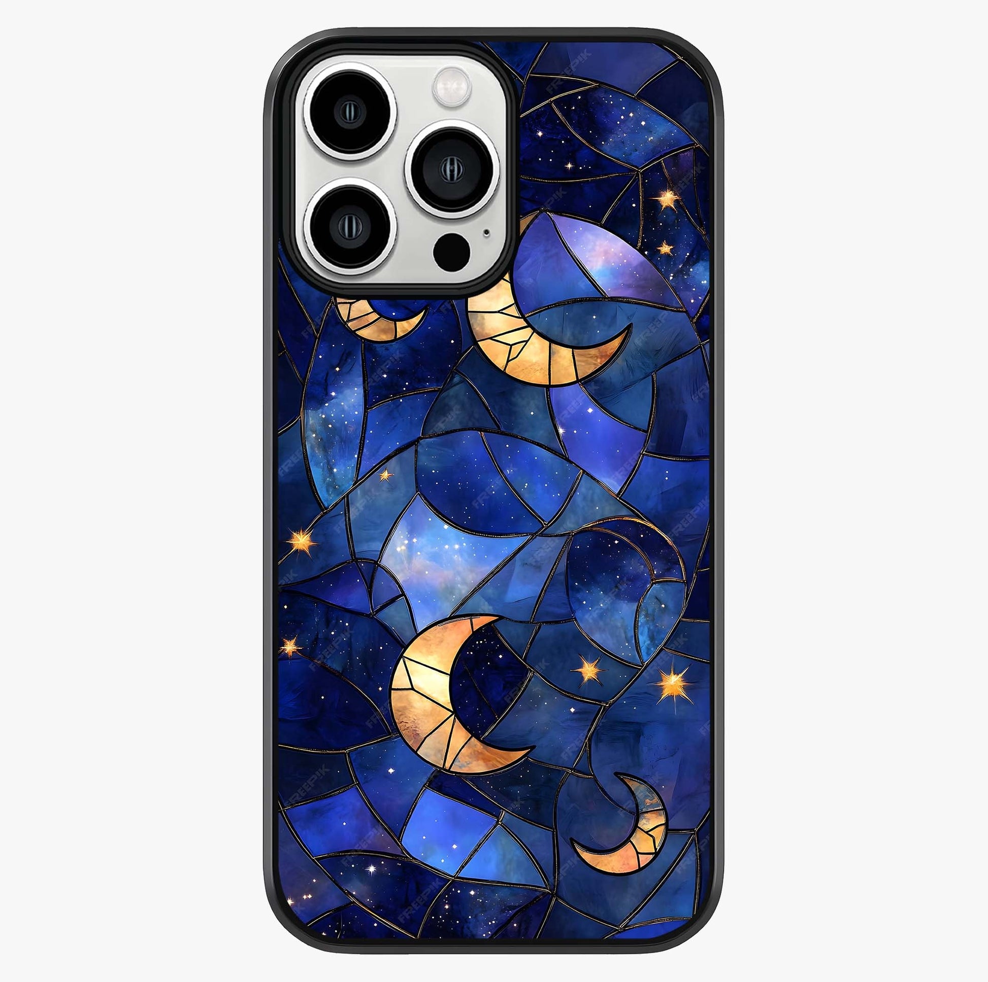 Starlit Sky Tapestry Glass Case showing full back design in clean flat view with glossy glass finish.