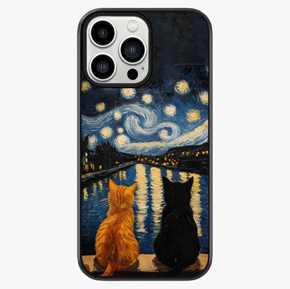 Starry River Cats Glass Case showing full back design in clean flat view with glossy glass finish.