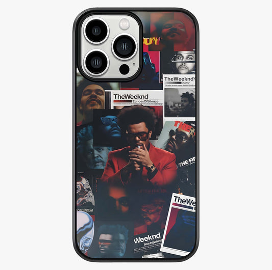 The Weeknd Glass Case showing full back design in clean flat view with glossy glass finish.
