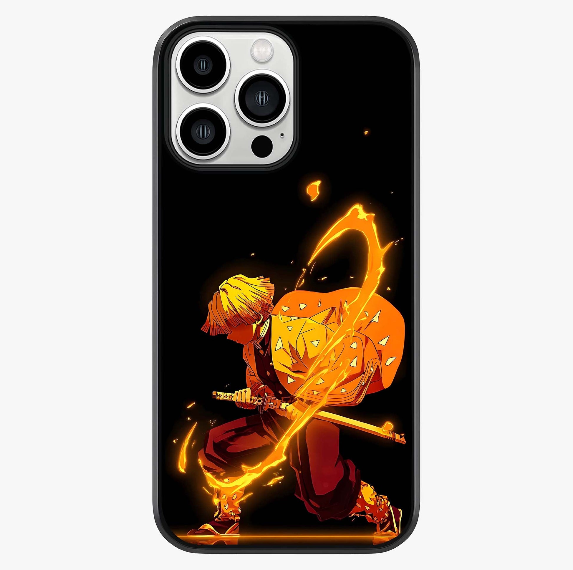 Thunder Flame Execution Glass Case showing full back design in clean flat view with glossy glass finish.