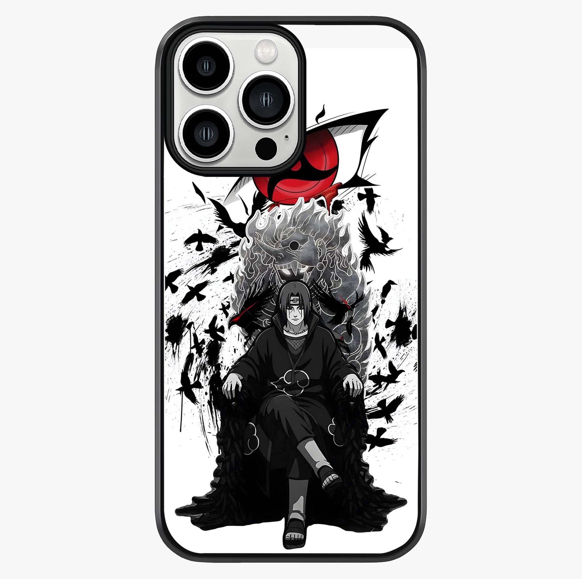 Uchiha Shadow Throne Glass Case showing full back design in clean flat view with glossy glass finish.